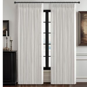 Beige White Pleated Curtains